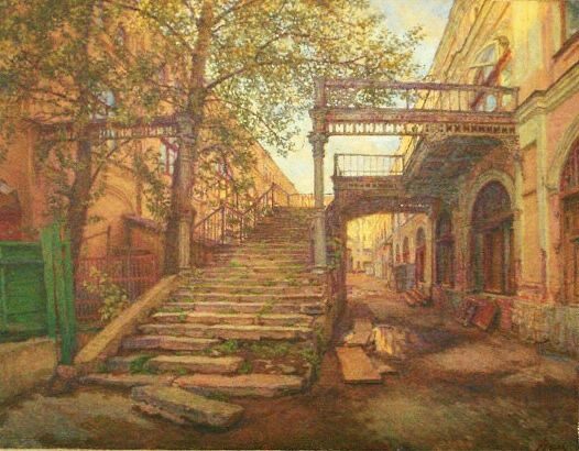 Старый двор на Ильинке. Из цикла "Пропавшая Москва". Х.М.
